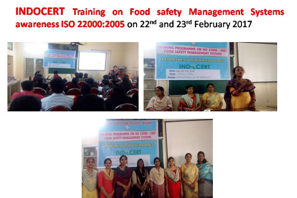 INDOCERT Training on Food safety Management Systems awareness ISO 22000:2005 on 22nd and 23rd February 2017
