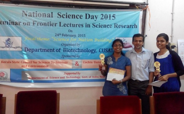 Sruthy and Athira bag prizes in National Science Day, CUSAT